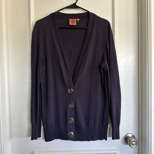 Tory Burch Large Purple Cardigan Women’s Sweater Lightweight Cotton